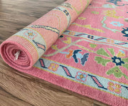 Exquisite Pink Hand Knotted Rug Oushak