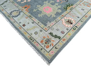 Grey Modern Oushak Hand Knotted Rug for Bedroom & Living Room