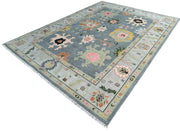 Grey Modern Oushak Hand Knotted Rug for Bedroom & Living Room