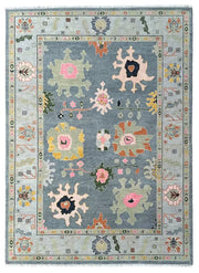 Grey Modern Oushak Hand Knotted Rug for Bedroom & Living Room