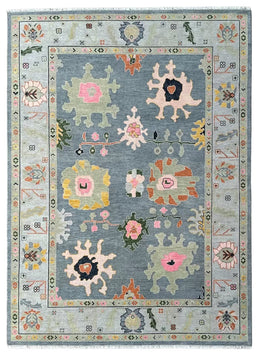 Grey Modern Oushak Hand Knotted Rug for Bedroom & Living Room