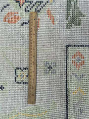 Grey Modern Oushak Hand Knotted Rug for Bedroom & Living Room