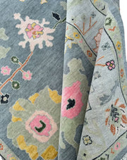 Grey Modern Oushak Hand Knotted Rug for Bedroom & Living Room