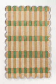Matilda Goad Plaid Hand Tufted Scallop Area Rug for Living Room & Bedroom