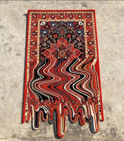 Red Hand Tufted Melting Persian Design Area Rug for Living Room & Bedroom