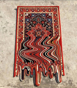 Red Hand Tufted Melting Persian Design Area Rug for Living Room & Bedroom