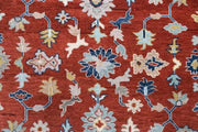 Red Hand knotted Rug, Modern Turkish Oushak Rug, Area Rug for Living Room
