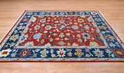 Red Hand knotted Rug, Modern Turkish Oushak Rug, Area Rug for Living Room