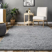 Hand Knitted Chunky Wool Area Rug