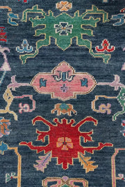Navy Blue Hand knotted Rug, Modern Turkish Oushak Rug, Area Rug for Living Room