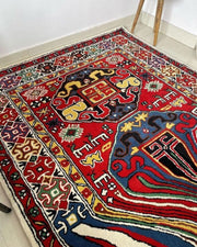 Red Hand Tufted Melting Persian Design Area Rug for Living Room & Bedroom