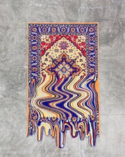 Blue Hand Tufted Melting Persian Design Area Rug for Living Room & Bedroom
