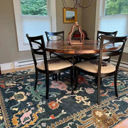 Navy Blue Hand knotted Rug, Modern Turkish Oushak Rug, Area Rug for Living Room