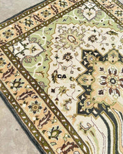 Green Hand Tufted Melting Persian Design Area Rug for Bedroom & Living Room